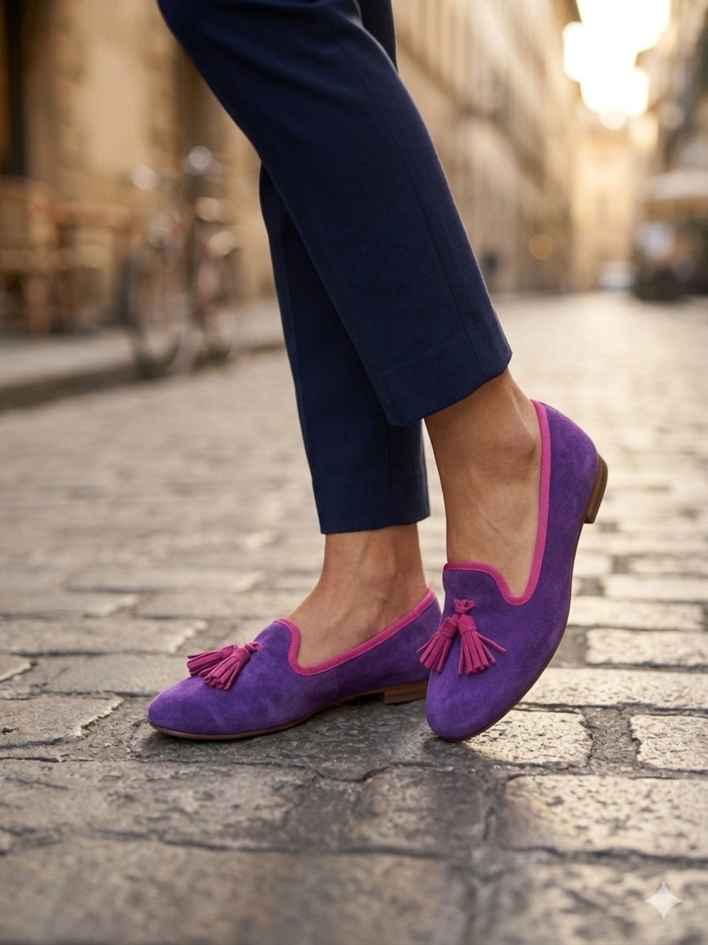 Patricia Green Purple Suede Tassel Loafers - Made in Italy - Size 36